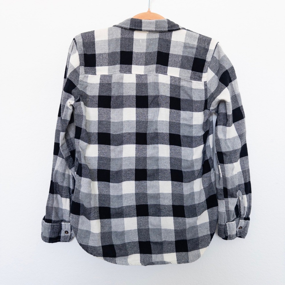 Hollister‎ Womens Plaid Flannel Shirt S Black White Button Down Western Layering - Picture 7 of 7